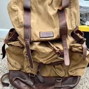Ll bean canvas and leather backpack